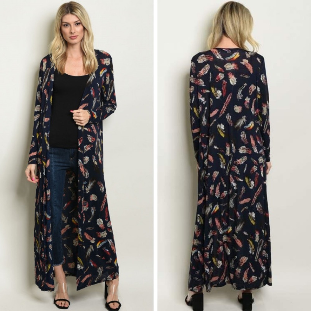 Long Sleeve Open Front Long Cardigan